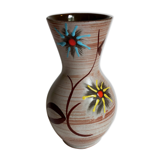 German ceramic vase west-germany with two flowers model n°1256
