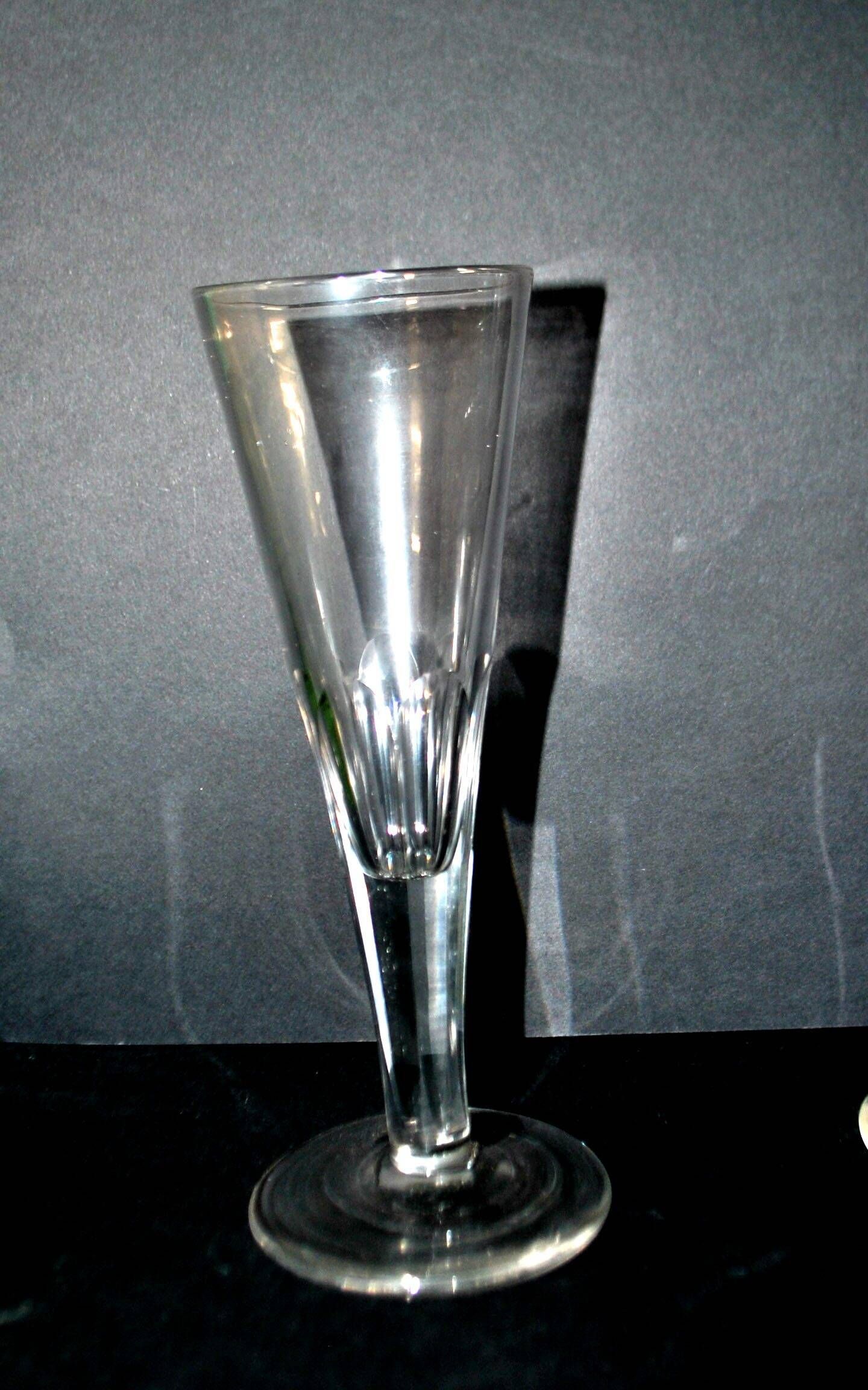 Portieux? Set of 10 cut glass champagne flutes from 1900 bistro.
