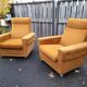 Pair of armchairs from the 70s in ochre velvet