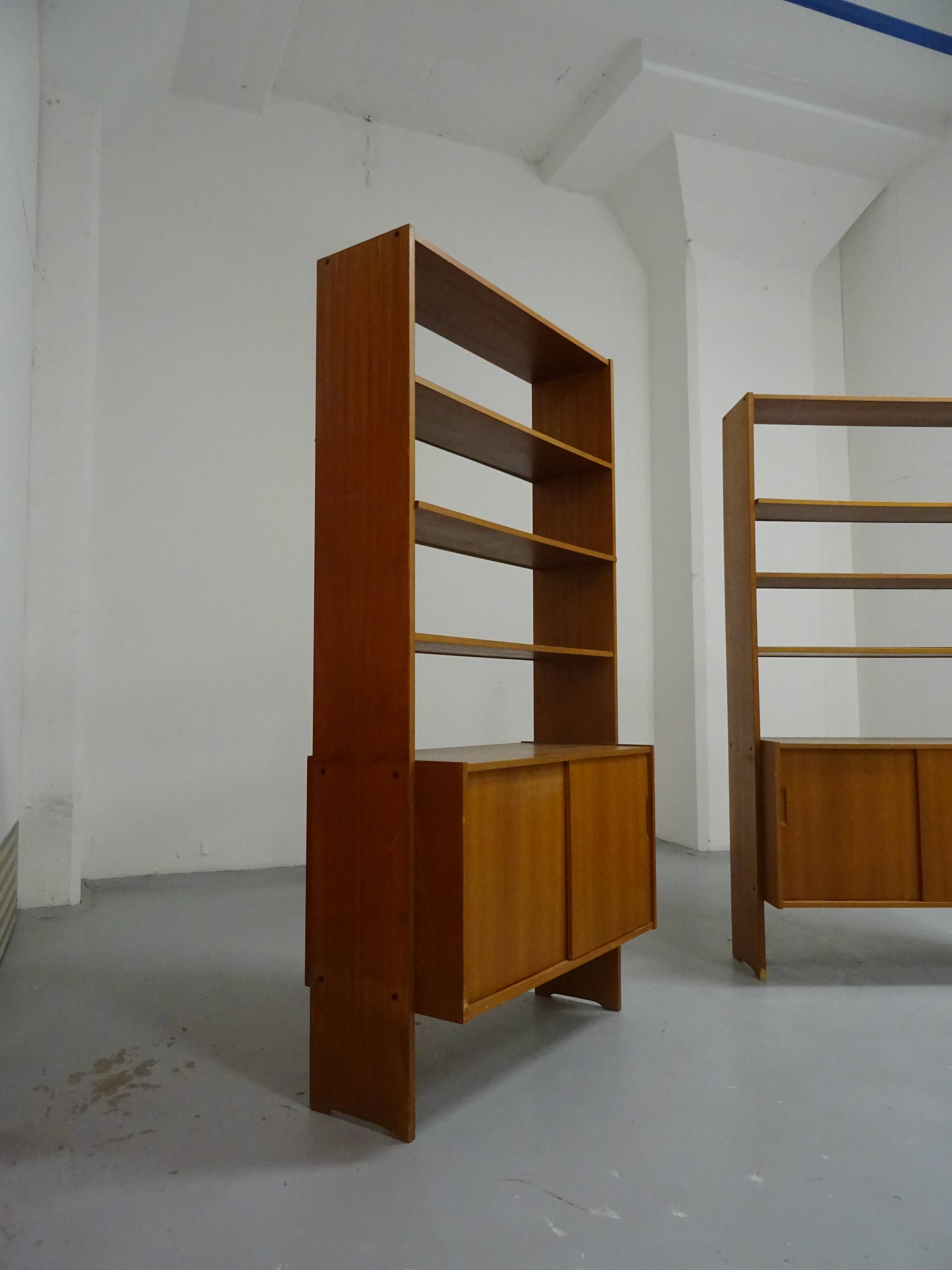 Pair of modernist Scandinavian libraries in teak, Sweden 1960