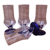 4 vintage blue-footed flutes from France, 1940.