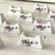 French Porcelain Knife Rests Set of 12 Floral Table Knife Holders