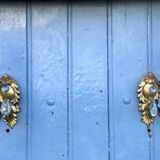 Vintage French Crystal Wall Sconces: Victorian Bronze & Brass Pair