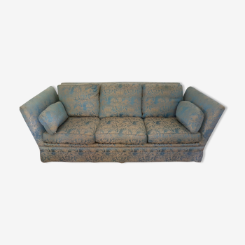 Canapé bleu/turquoise-or 3 places