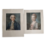 Color engravings, Madame and Monsieur Lalive de Jully, after Joseph Ducreux, 25 x 28 cm