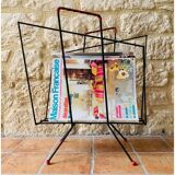 Vintage black metal magazine holder, circa 50's
