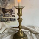 Grand bougeoir ancien en bronze  26 cm style Louis XV