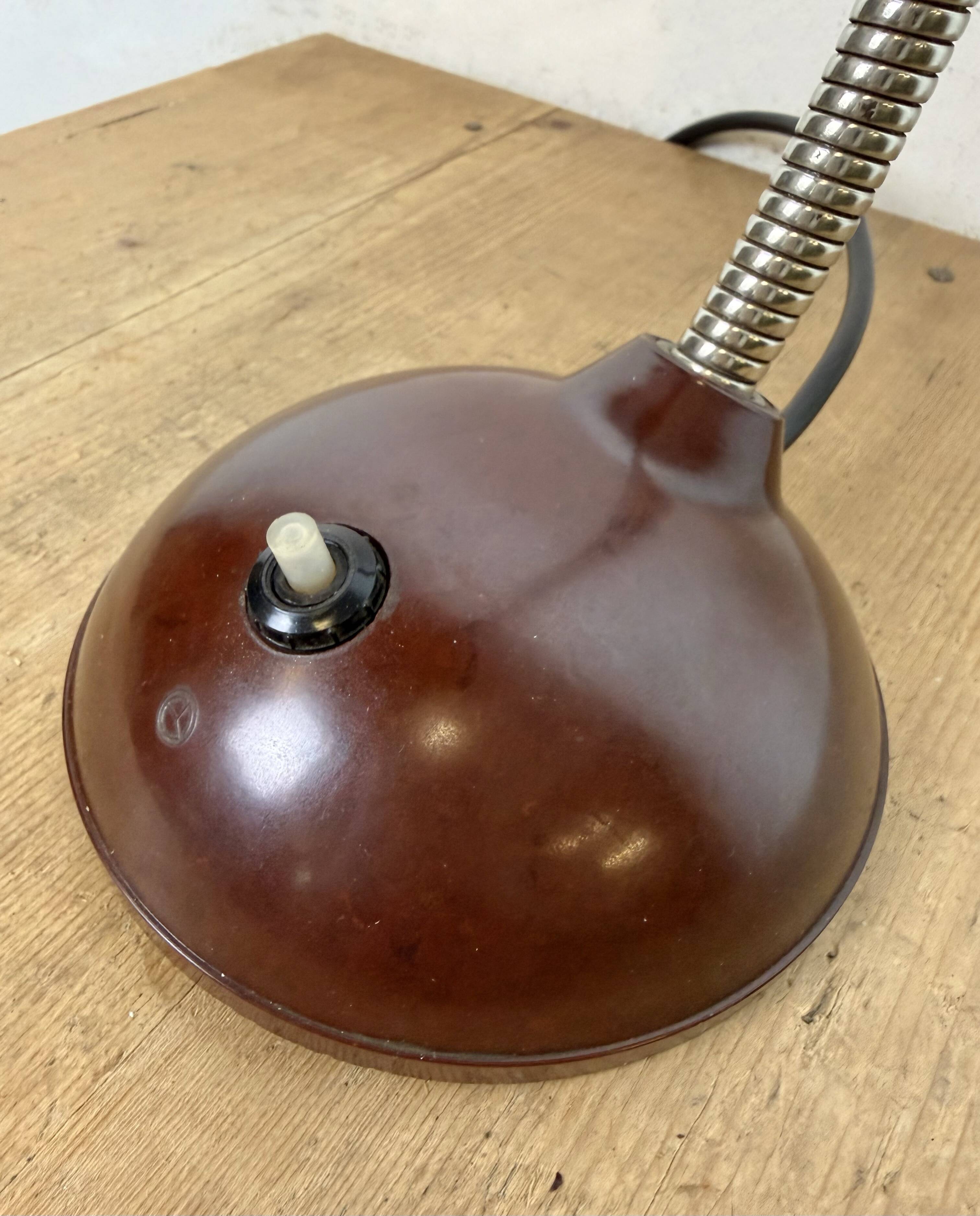 Vintage Brown Bakelite Gooseneck Table Lamp, 1950s