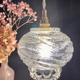 Vintage molded glass globe pendant light