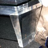 Modernist coffee table in glass and plexiglass altuglas design David Lange 1980