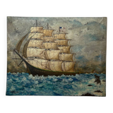 Oil on canvas three masted ship