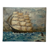 Oil on canvas three masted ship