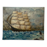 Oil on canvas three masted ship
