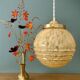 Vintage art deco globe pendant light in yellow and gold Clichy glass