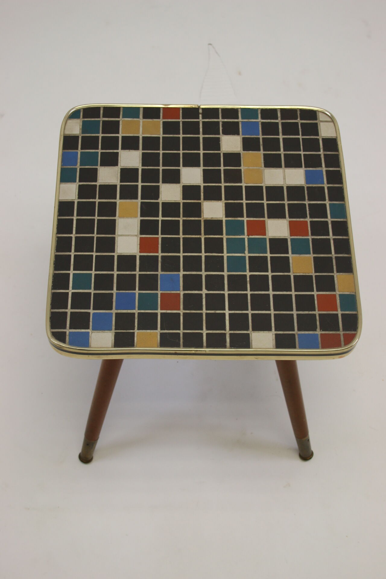 Vintage side table with mosaic tile top 4 sides