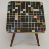 Vintage side table with mosaic tile top 4 sides