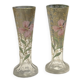 Paire de vase signés - Legras, décor floral - vers 1900