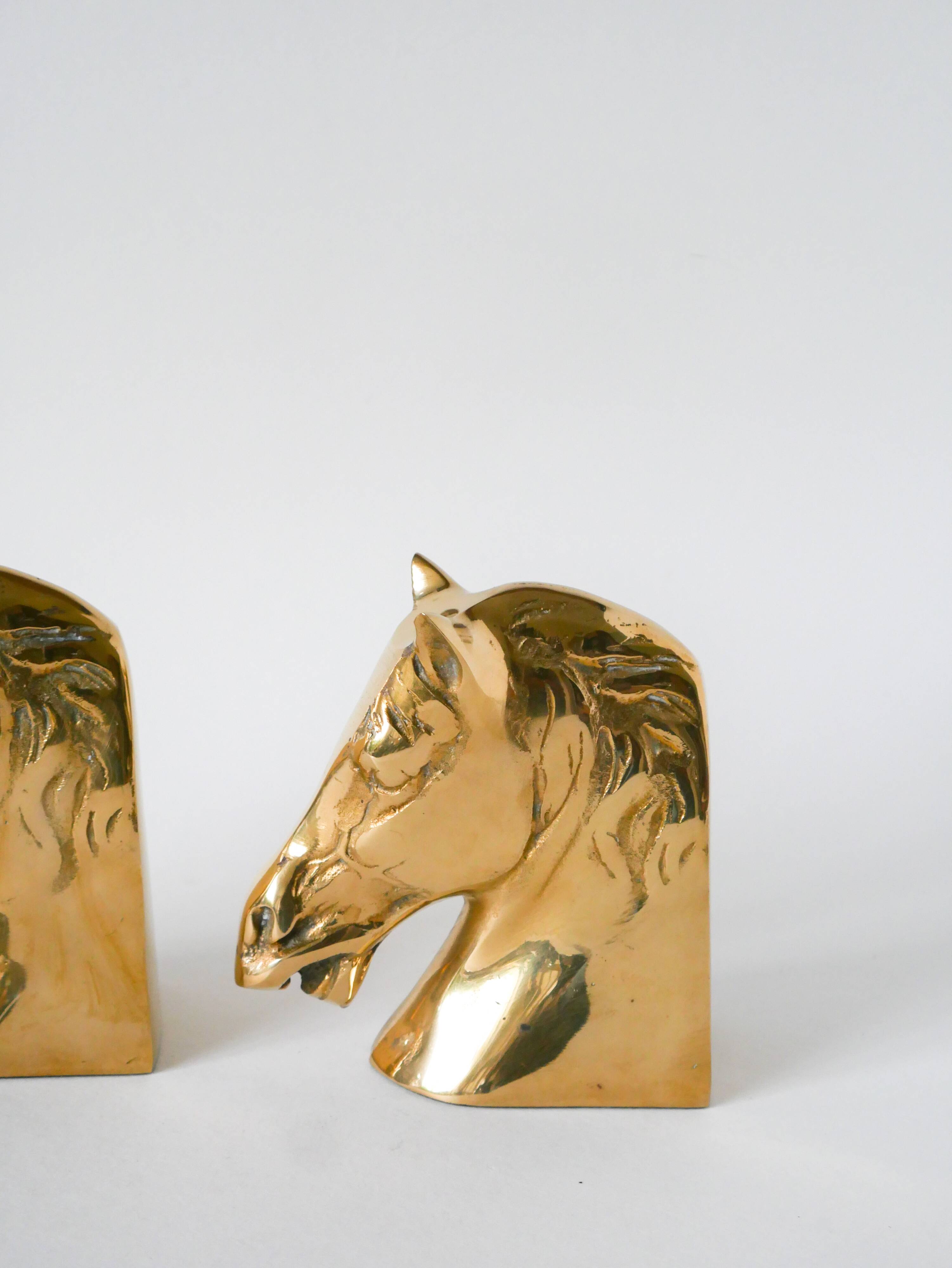 paire de serre-livres en laiton doré, modèle Cheval, 1950