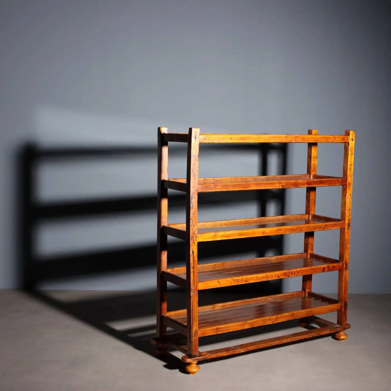 Antique library in painted fir walnut, Italy, early 20th century.