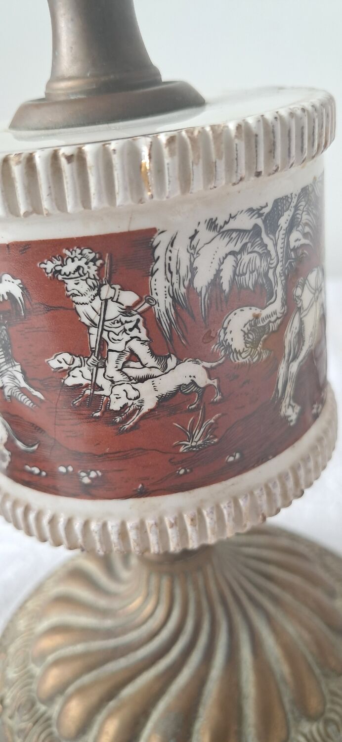 Pair of vintage brass/ceramic lamps