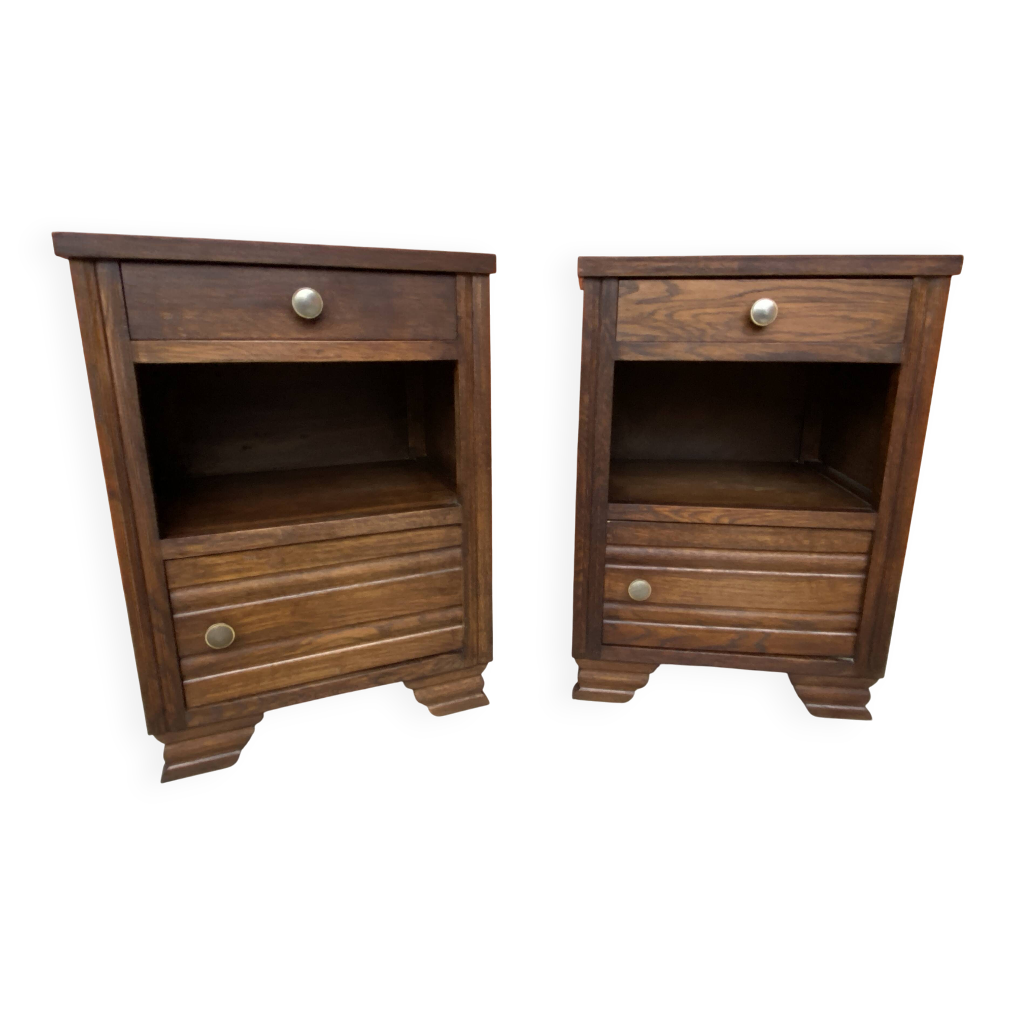 Paire de chevets Art Deco vintage 1950s