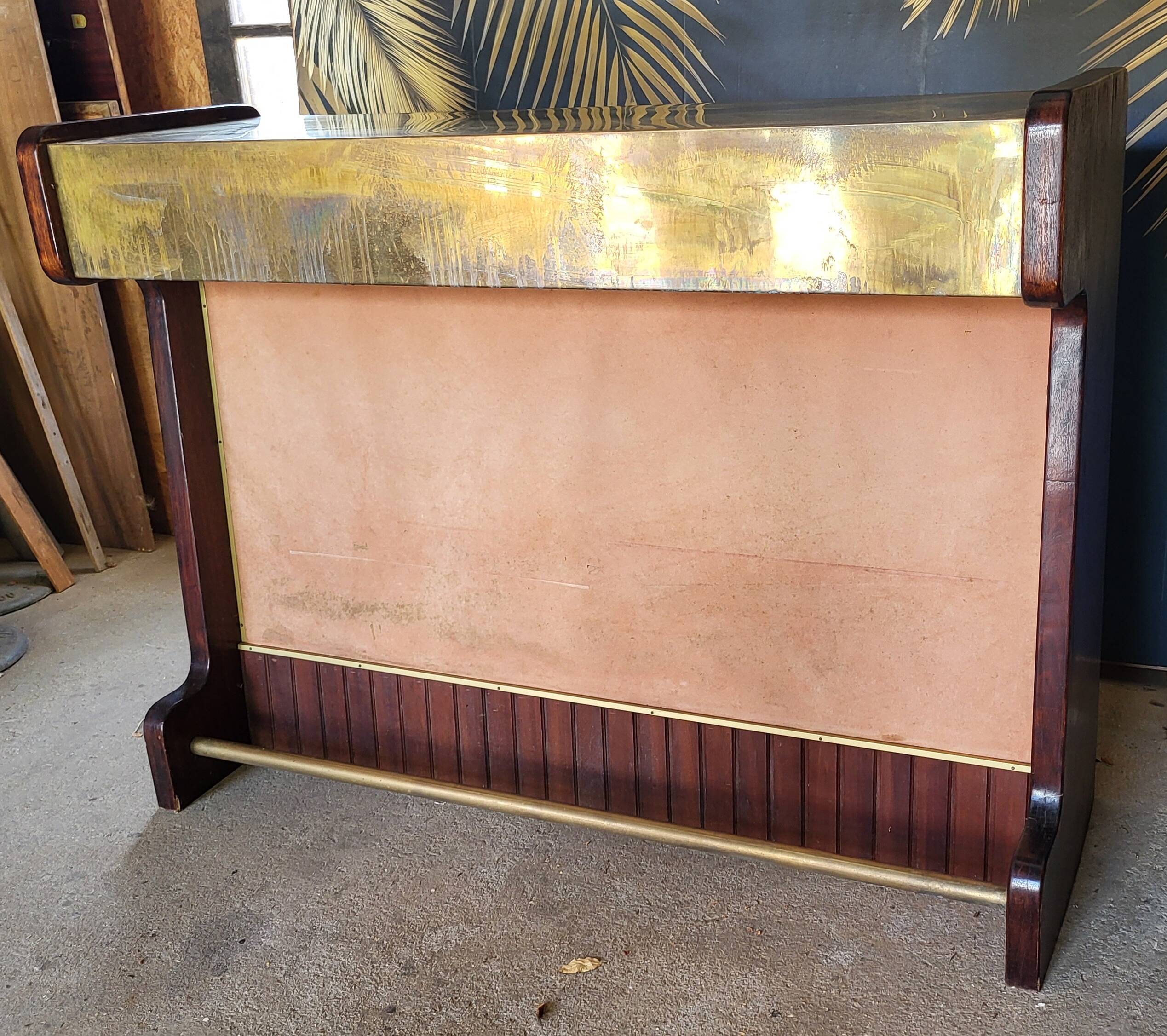 Palissandre and vintage brass bar counter from the 1960s.