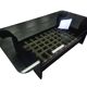 Vintage glass coffee table with dark wood frame