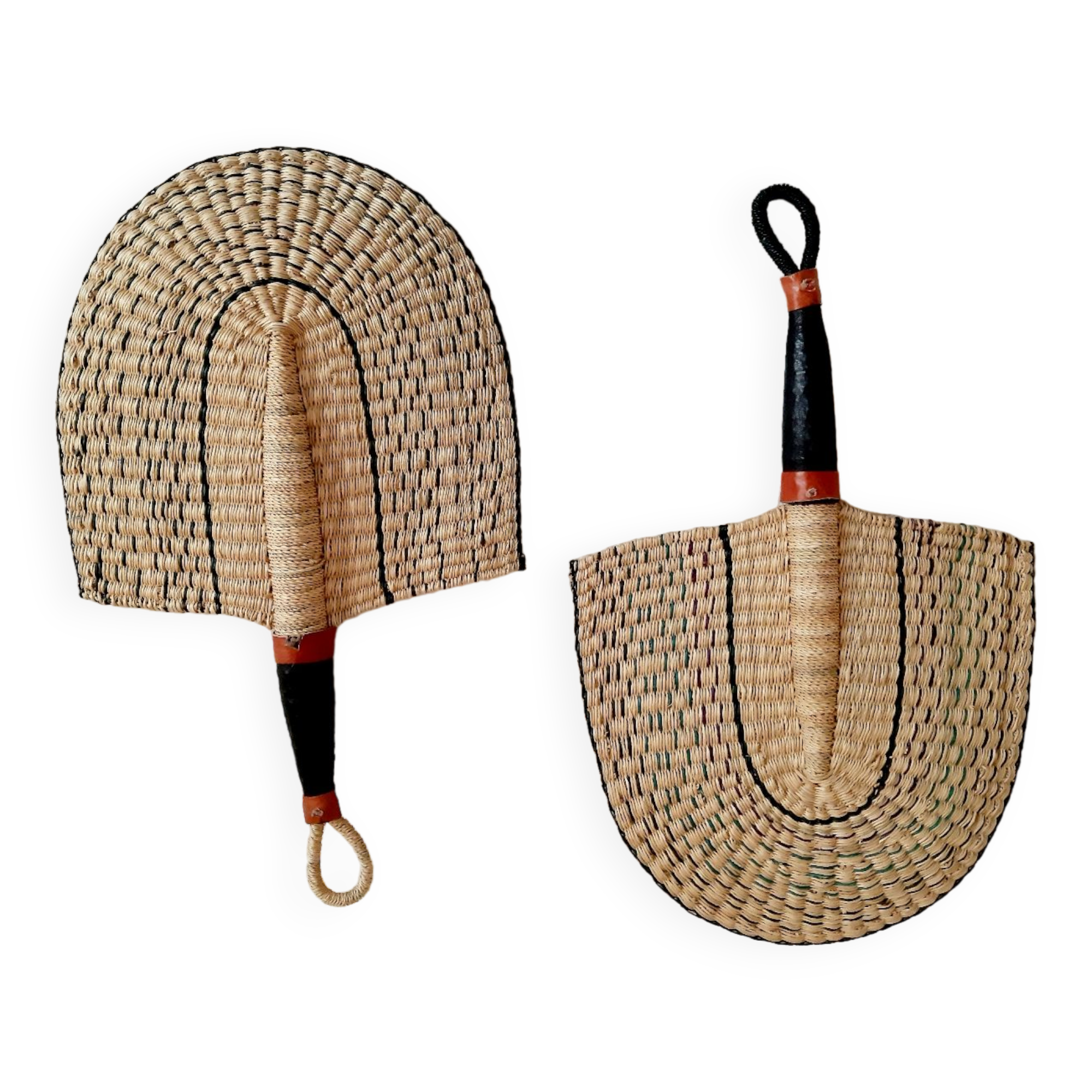 Set of 2 Bolga fans, African wall decor