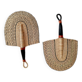 Set of 2 Bolga fans, African wall decor
