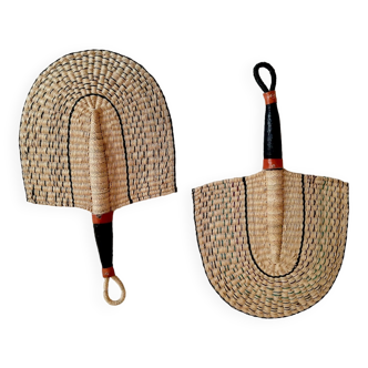 Set of 2 Bolga fans, African wall decor