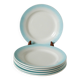 Set of 6 Tie & Dye Blue dessert plates, 1960