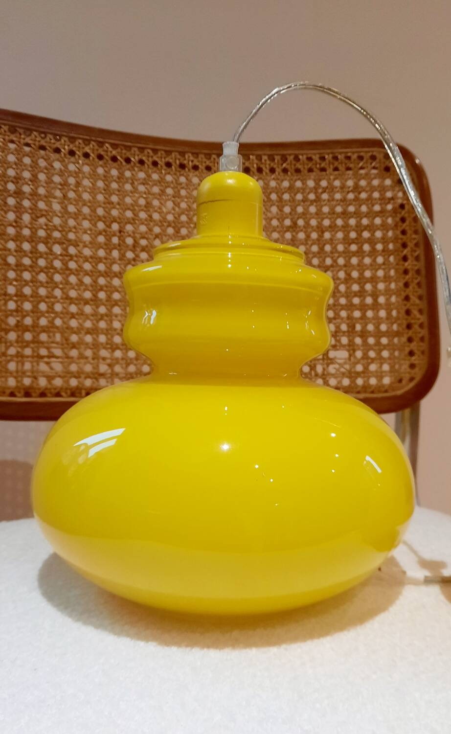 Vintage yellow glass pendant light