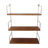 Wall shelf string gold metal and wood