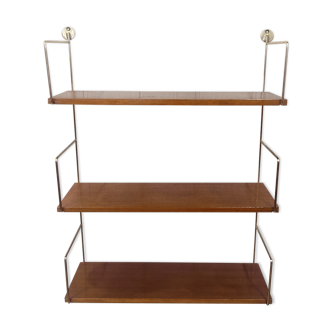 Wall shelf string gold metal and wood
