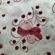 Coupe en faïence italienne décor floral bordeaux