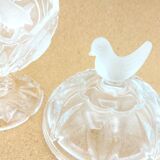 Crystal bird candy or sugar bowl