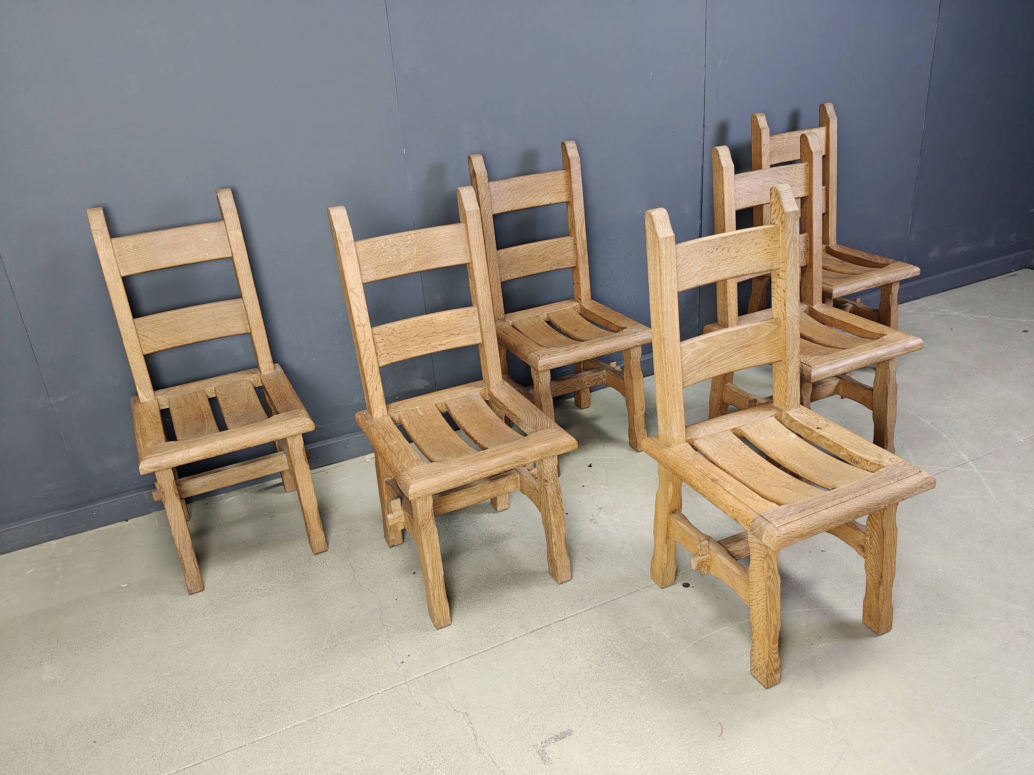 Vintage oak  brutalist dining chairs, 1960s