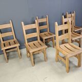 Vintage oak  brutalist dining chairs, 1960s