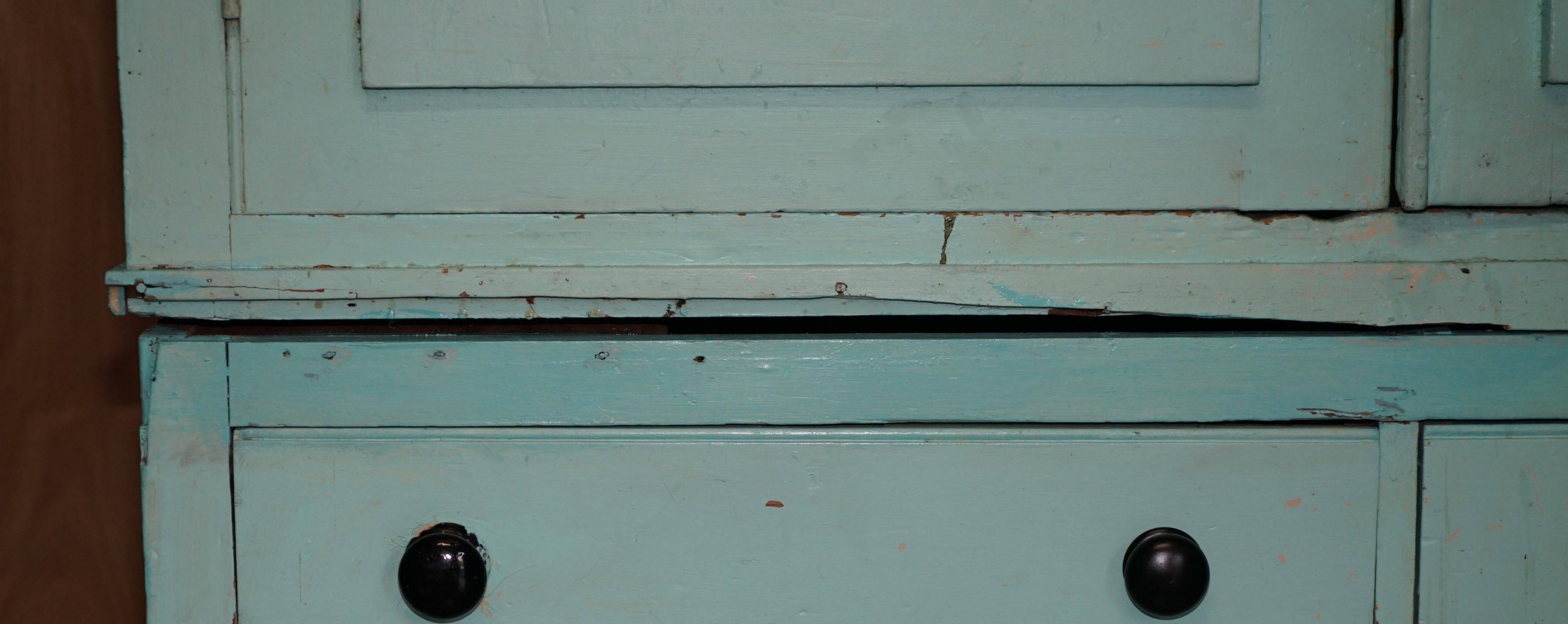 Painted pine linen cupboard or Victorian pantry circa 1860