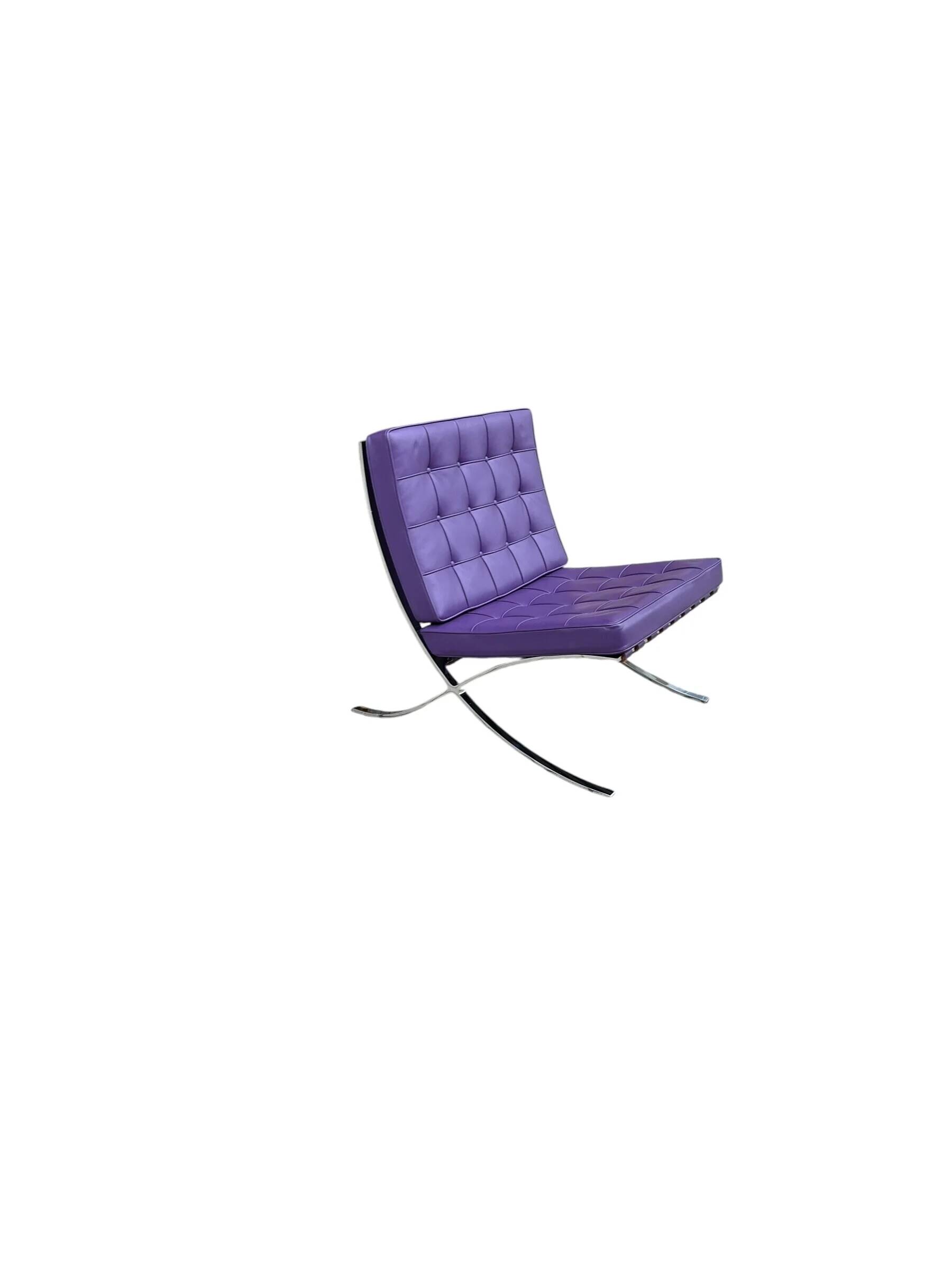 Purple lounge chair Barcelona by Mies van der Rohe for Knoll