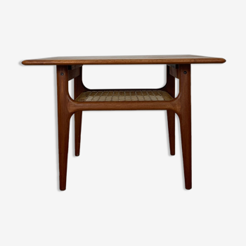 Table basse en teck du milieu du siècle avec herbes marines par Trioh Danemark, années 1960