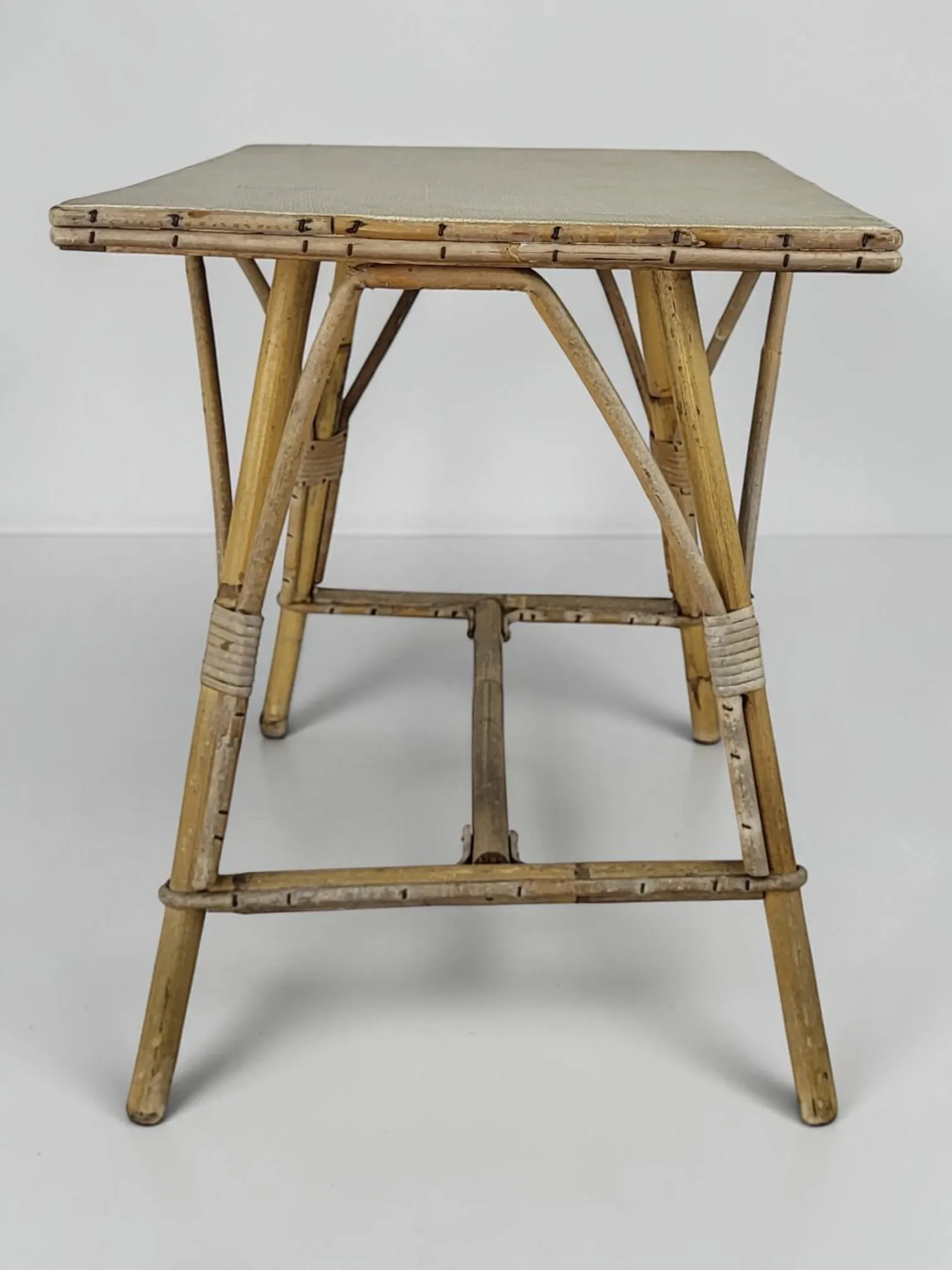 Side table / coffee table in rattan and bamboo, 1960s