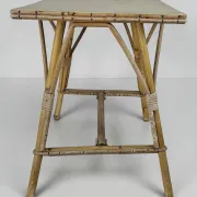 Table d’appoint / table basse en rotin et bambou, 1960's