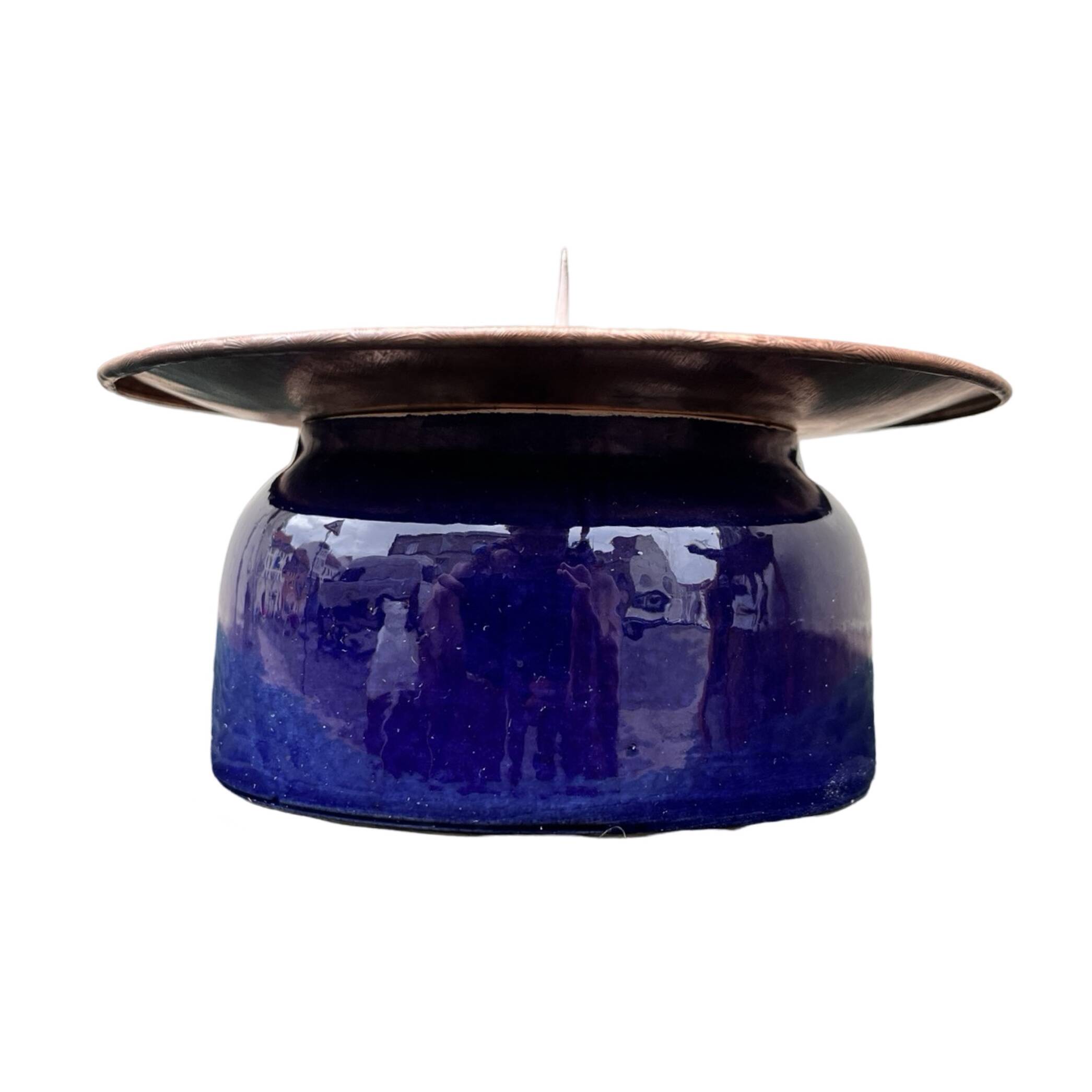 Copper and ceramic candlestick in modern style, Germany, 1970s.