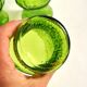 Set of 5 vintage 1970s green glass water or juice glasses FIDENZA VETRARIA Italy