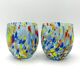 Set of 6 blown glass glasses with Murano murrine.