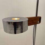 Chrome and wood floor lamp