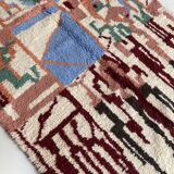 Moroccan Berber carpet Beni ouarain ecru with colorful abstract patterns 255x170cm