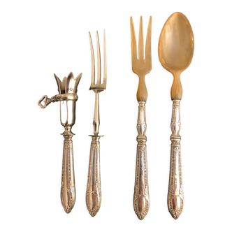 4 silver serving covers for leg and salad, XIXth