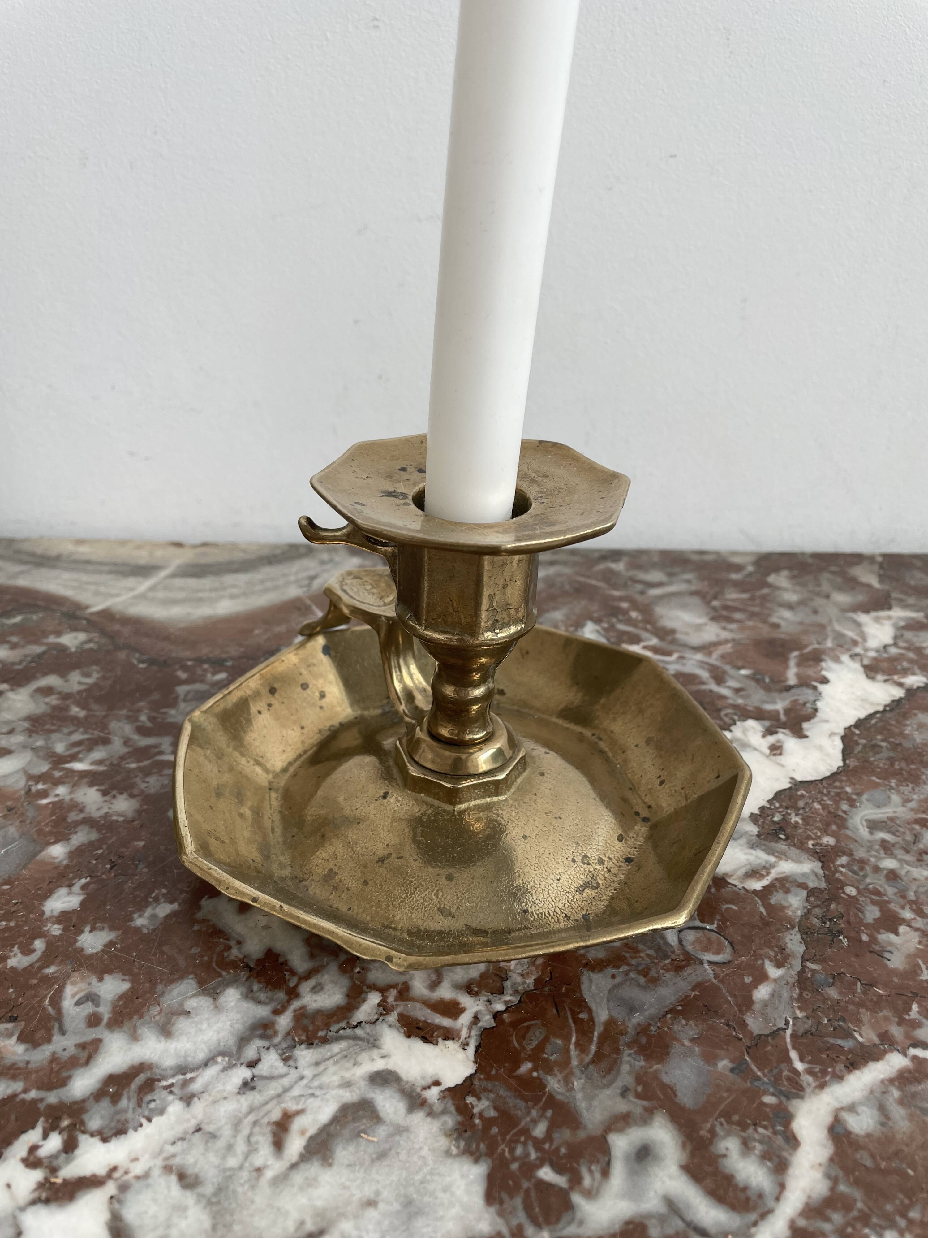 Vintage, hand candle holder, cellar rat, brass, gold, gold, handle, 50s, decoration, shabby chic